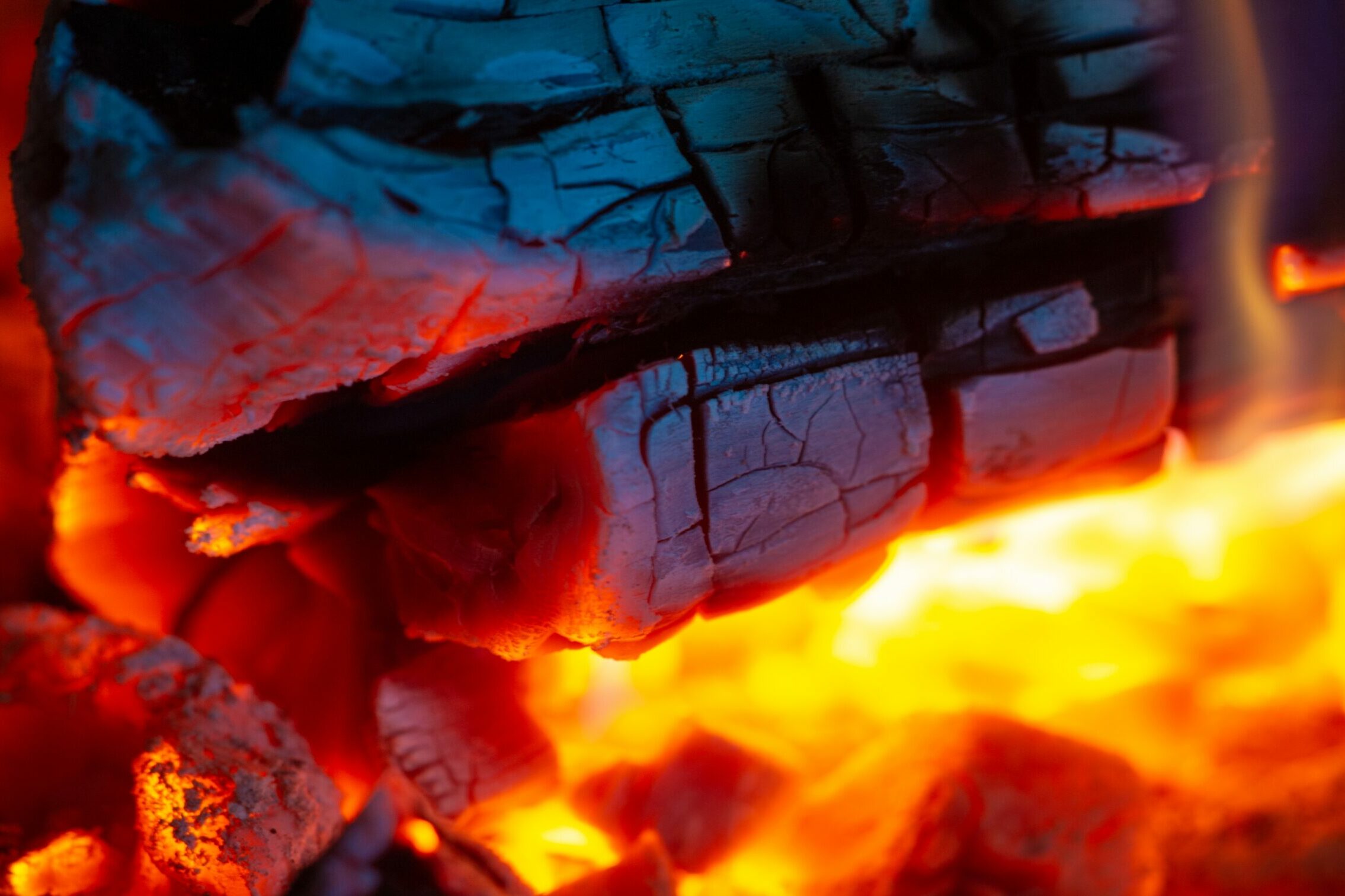 Kiln dried firewood in the fire.